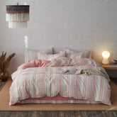 Boho Jacquard Cotton Bedding Set - Pink + White